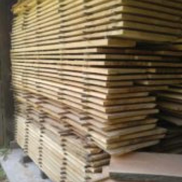 Ash lumber in kiln